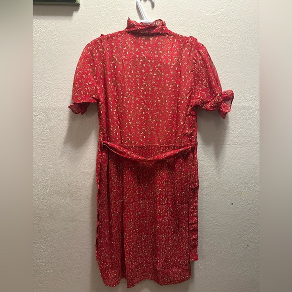 Red Floral Ruffle Dress - Picture 5 of 8